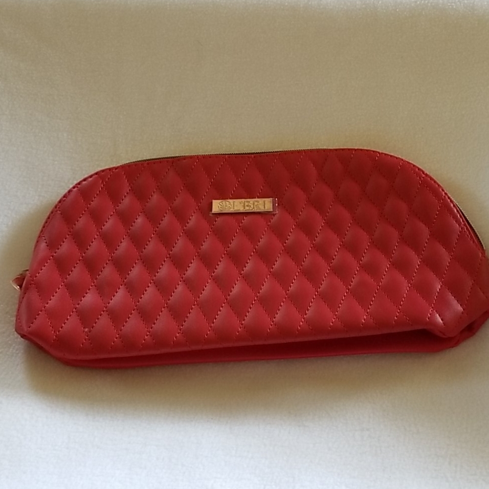 L'BRI Red Quilted Cosmetics Bag